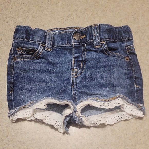 Cat & Jack Blue and White Frayed Hem Shorts - Picture 1 of 5